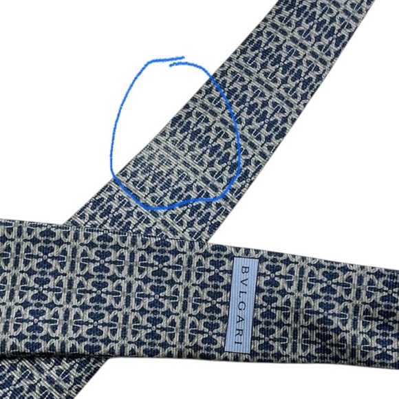 BVLGARI SEVENFOLD XL Blue/Gray Geometric Silk LUXURY Tie ITALY - Picture 8 of 8